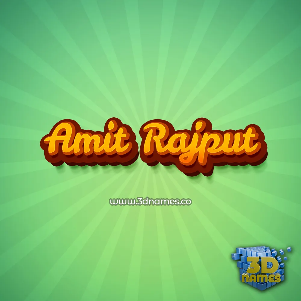 amit rajput in Green Rays style - 3D name wallpaper