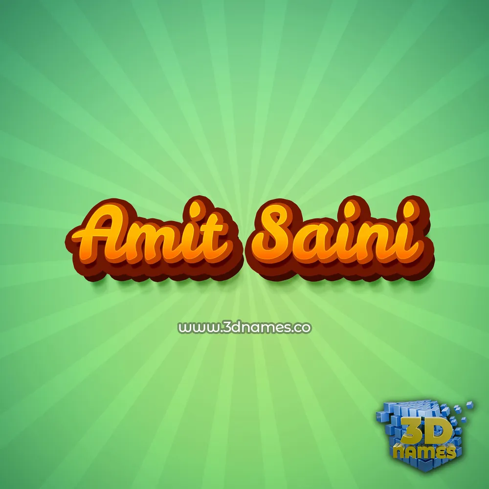 amit saini in Green Rays style - 3D name wallpaper