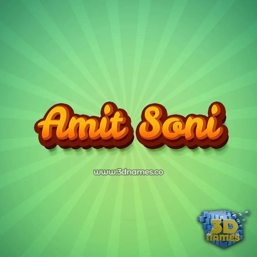 amit soni in Green Rays style - 3D name wallpaper