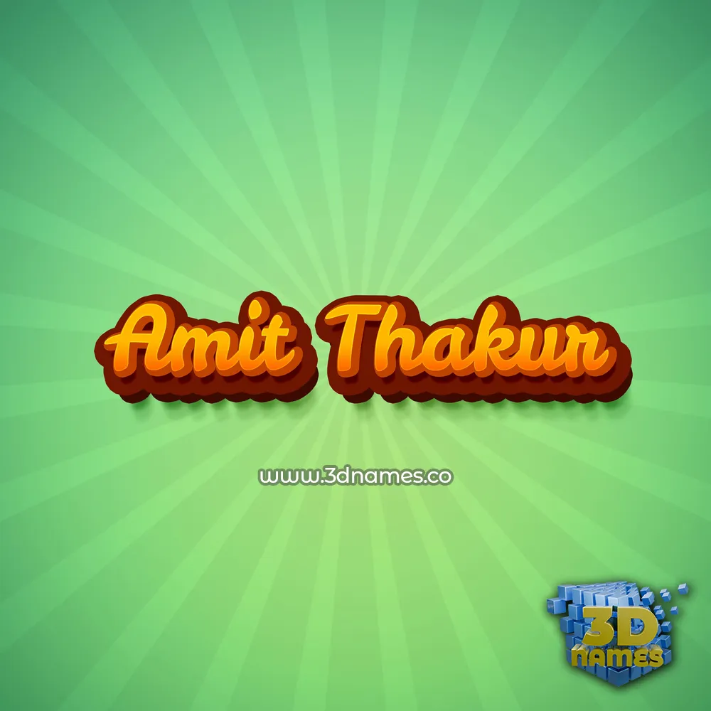 amit thakur in Green Rays style - 3D name wallpaper