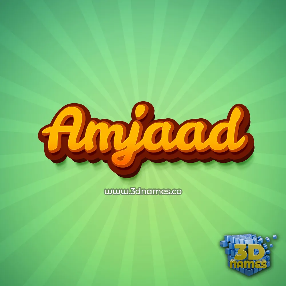 amjaad in Green Rays style - 3D name wallpaper