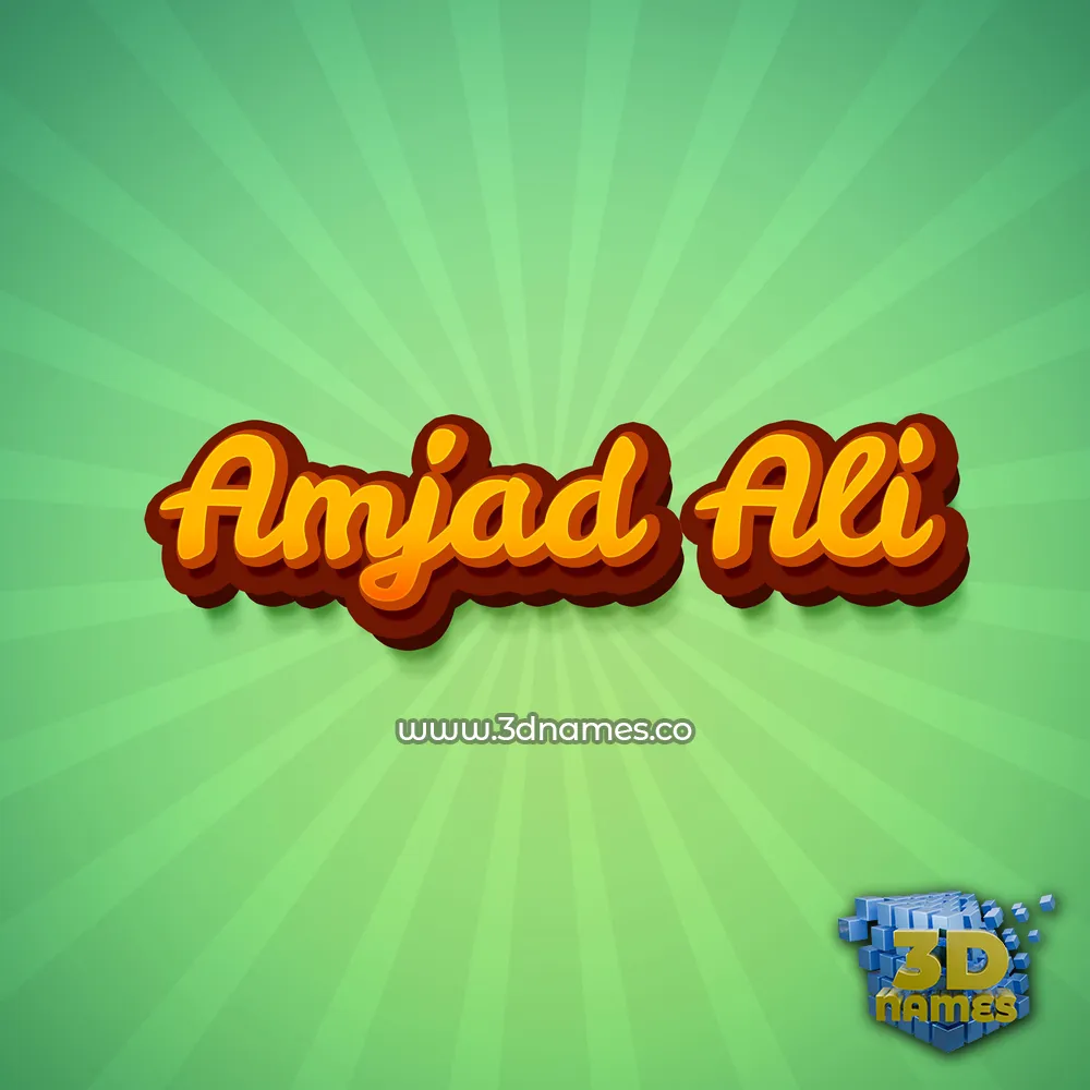 amjad ali in Green Rays style - 3D name wallpaper