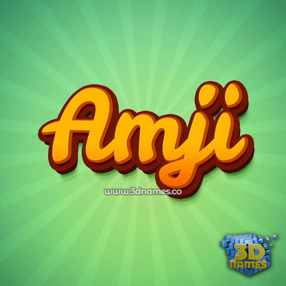 amji in Green Rays style - 3D name wallpaper