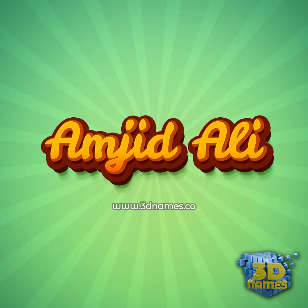 amjid ali in Green Rays style - 3D name wallpaper