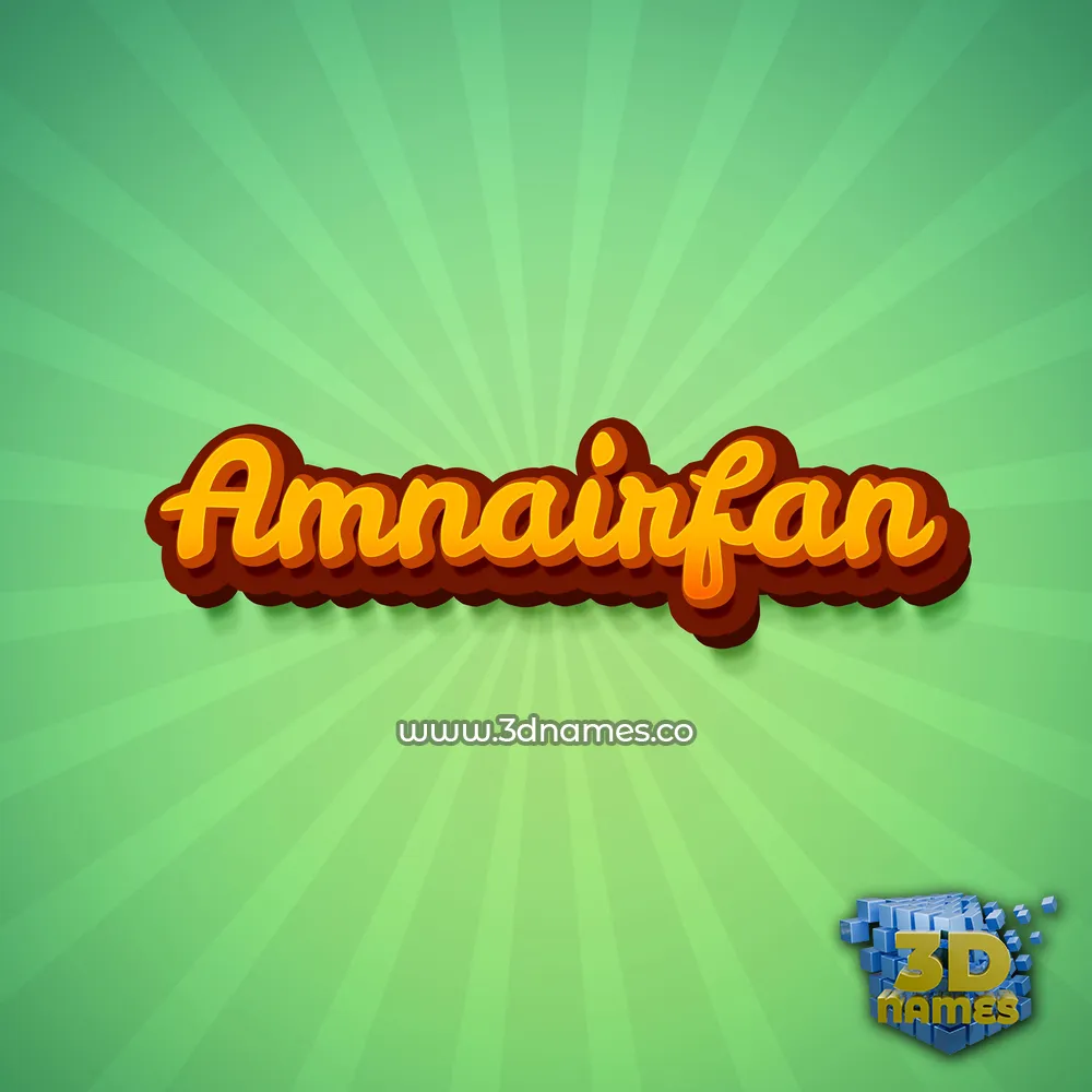 amnairfan in Green Rays style - 3D name wallpaper