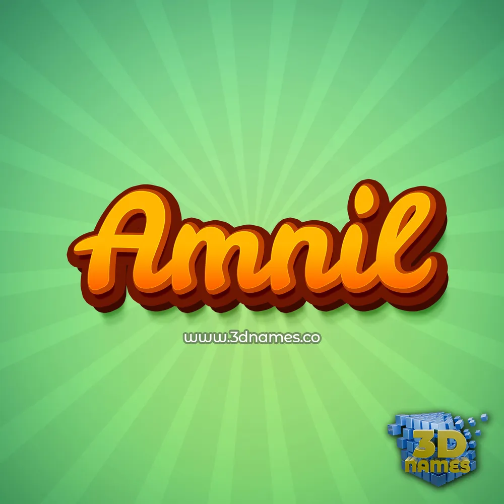 amnil in Green Rays style - 3D name wallpaper