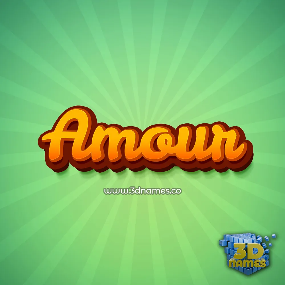 amour in Green Rays style - 3D name wallpaper