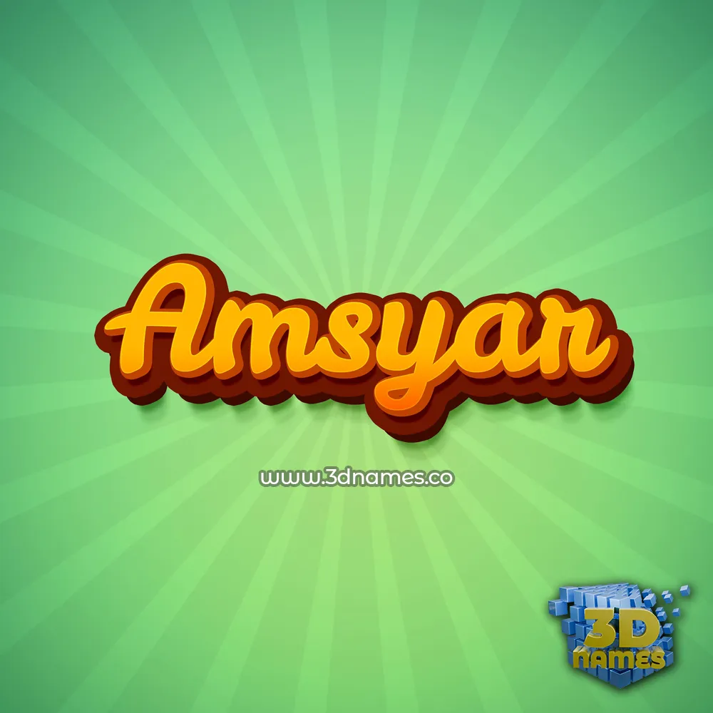 amsyar in Green Rays style - 3D name wallpaper