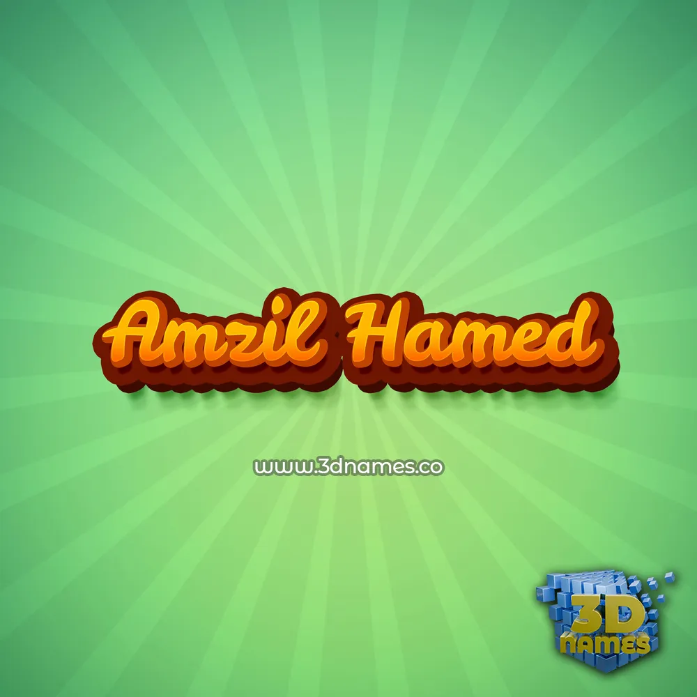 amzil hamed in Green Rays style - 3D name wallpaper