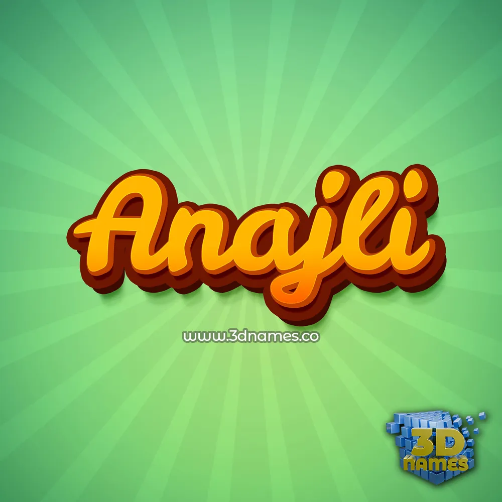 anajli in Green Rays style - 3D name wallpaper