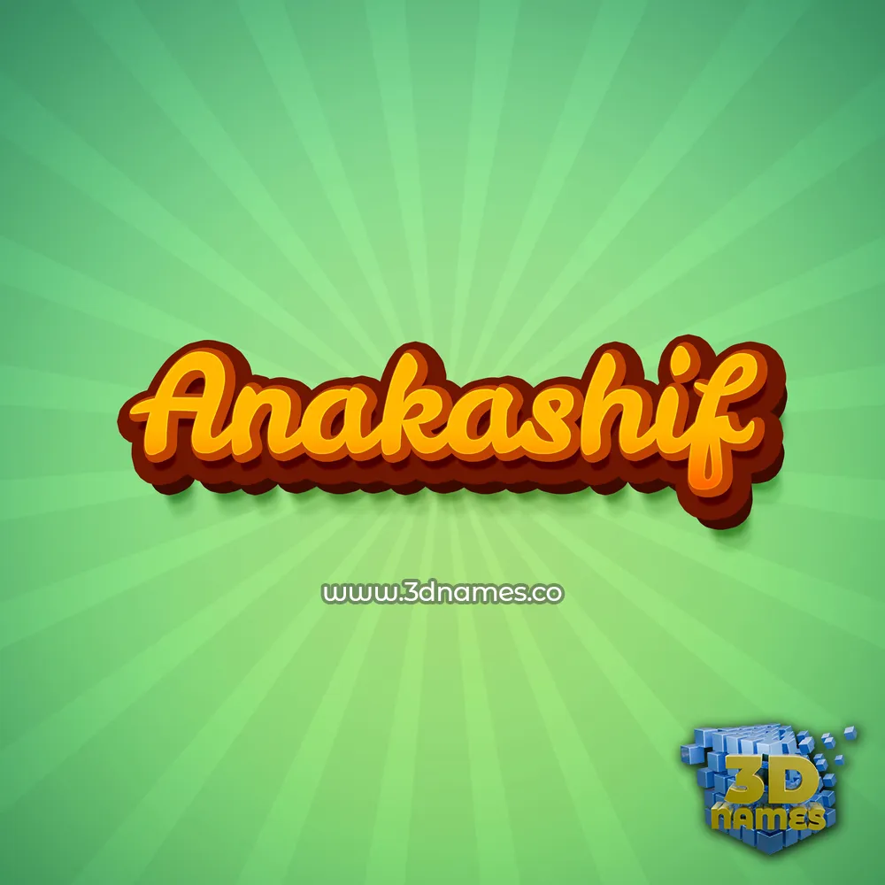 anakashif in Green Rays style - 3D name wallpaper
