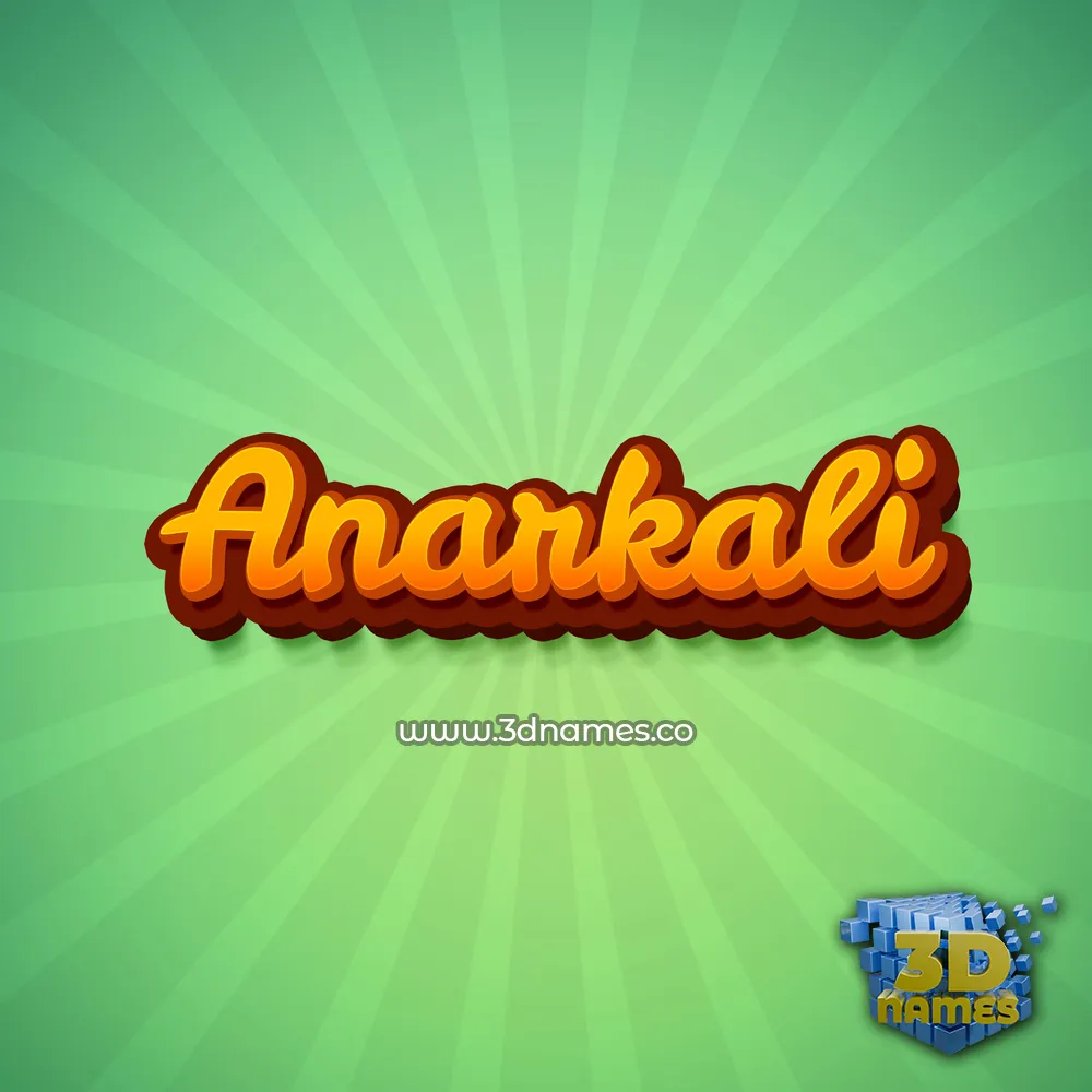 anarkali in Green Rays style - 3D name wallpaper