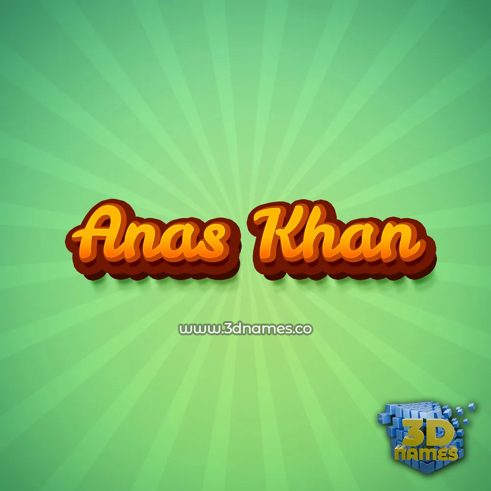 anas khan in Green Rays style - 3D name wallpaper