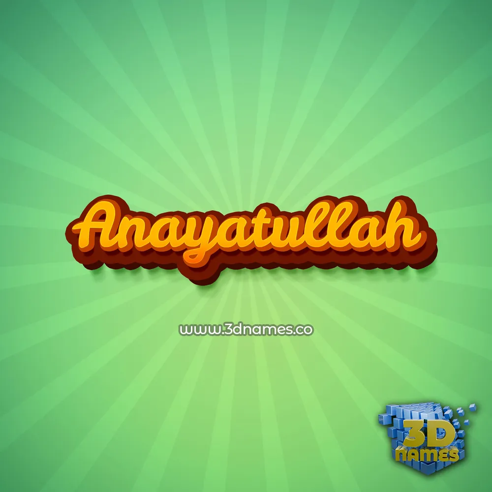 anayatullah in Green Rays style - 3D name wallpaper