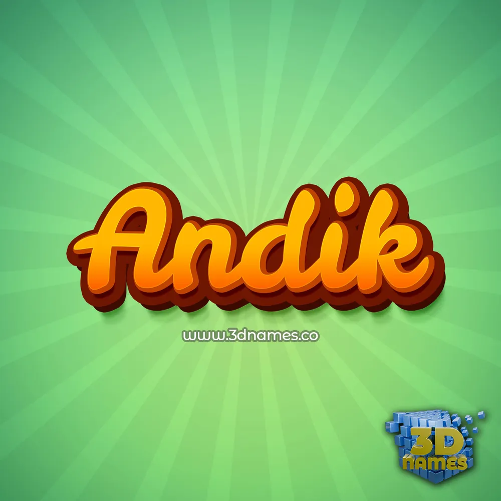 andik in Green Rays style - 3D name wallpaper
