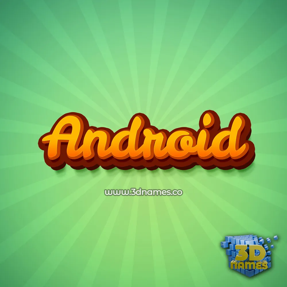 android in Green Rays style - 3D name wallpaper