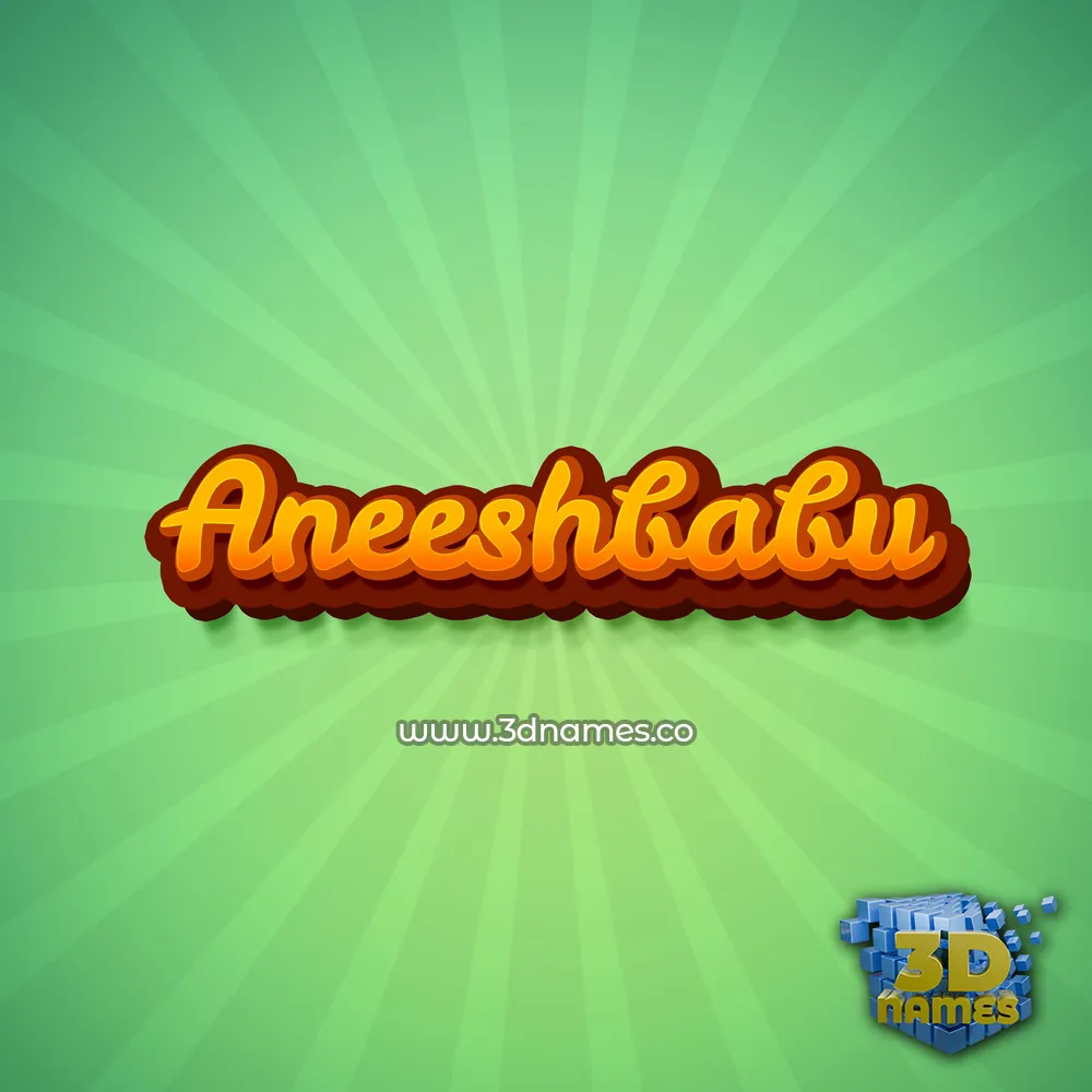 aneeshbabu in Green Rays style - 3D name wallpaper