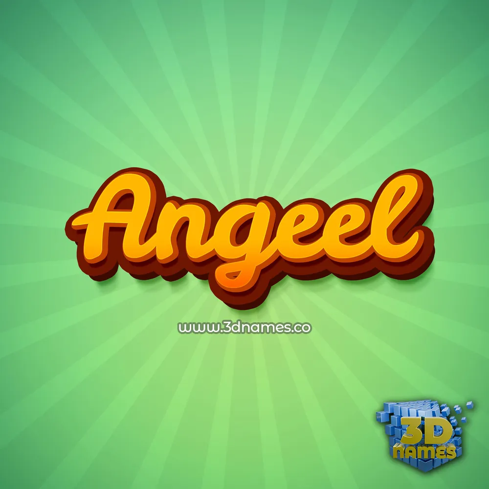 angeel in Green Rays style - 3D name wallpaper