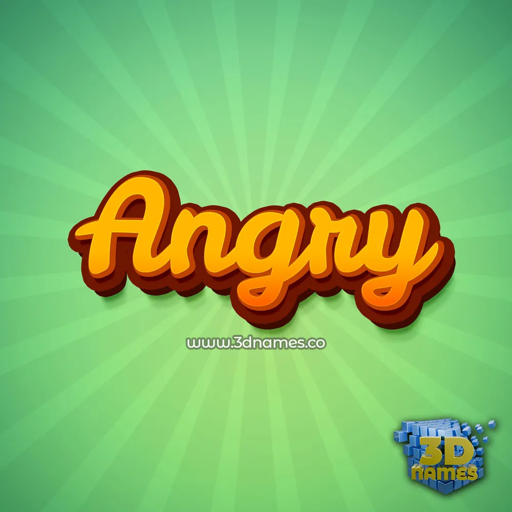 angry in Green Rays style - 3D name wallpaper