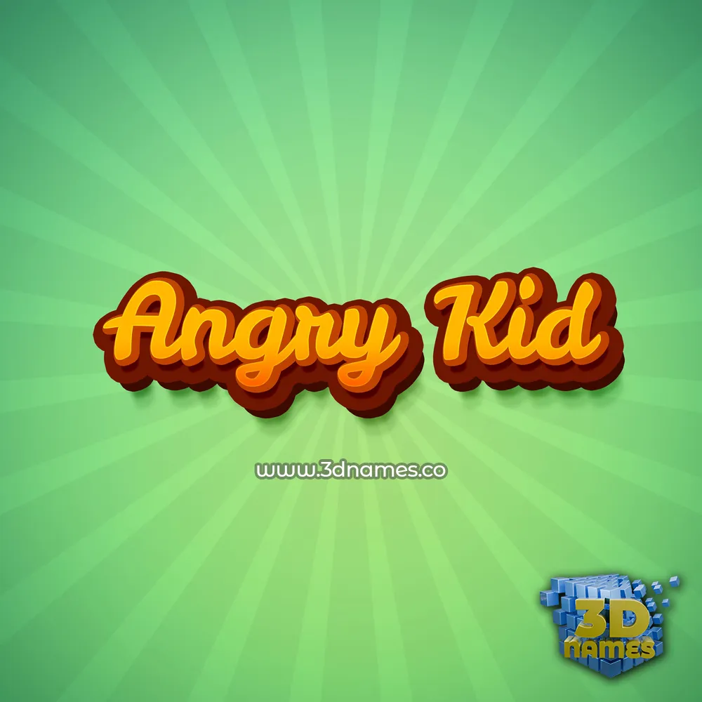 angry kid in Green Rays style - 3D name wallpaper