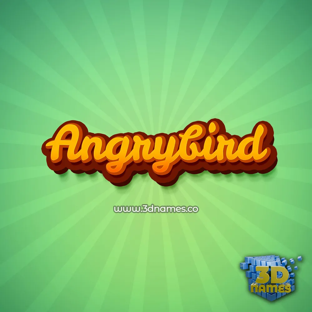 angrybird in Green Rays style - 3D name wallpaper
