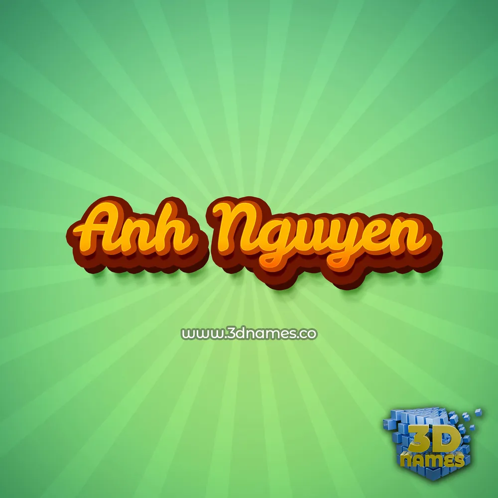anh nguyen in Green Rays style - 3D name wallpaper
