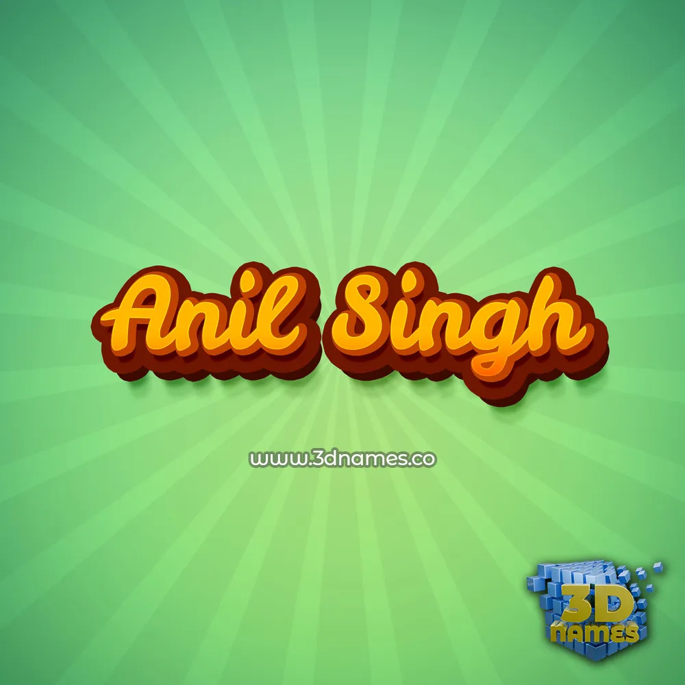 anil singh in Green Rays style - 3D name wallpaper