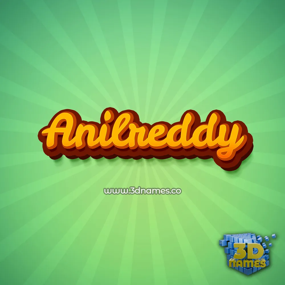 anilreddy in Green Rays style - 3D name wallpaper
