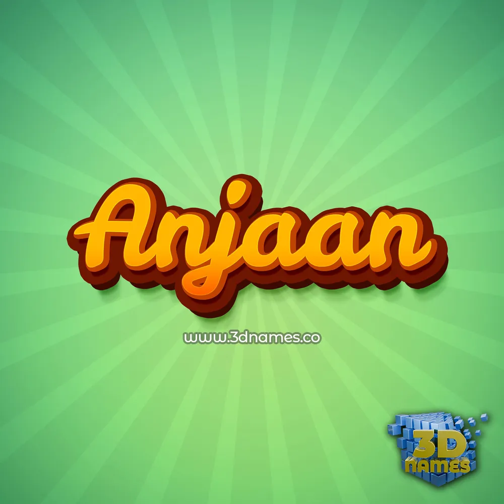 anjaan in Green Rays style - 3D name wallpaper