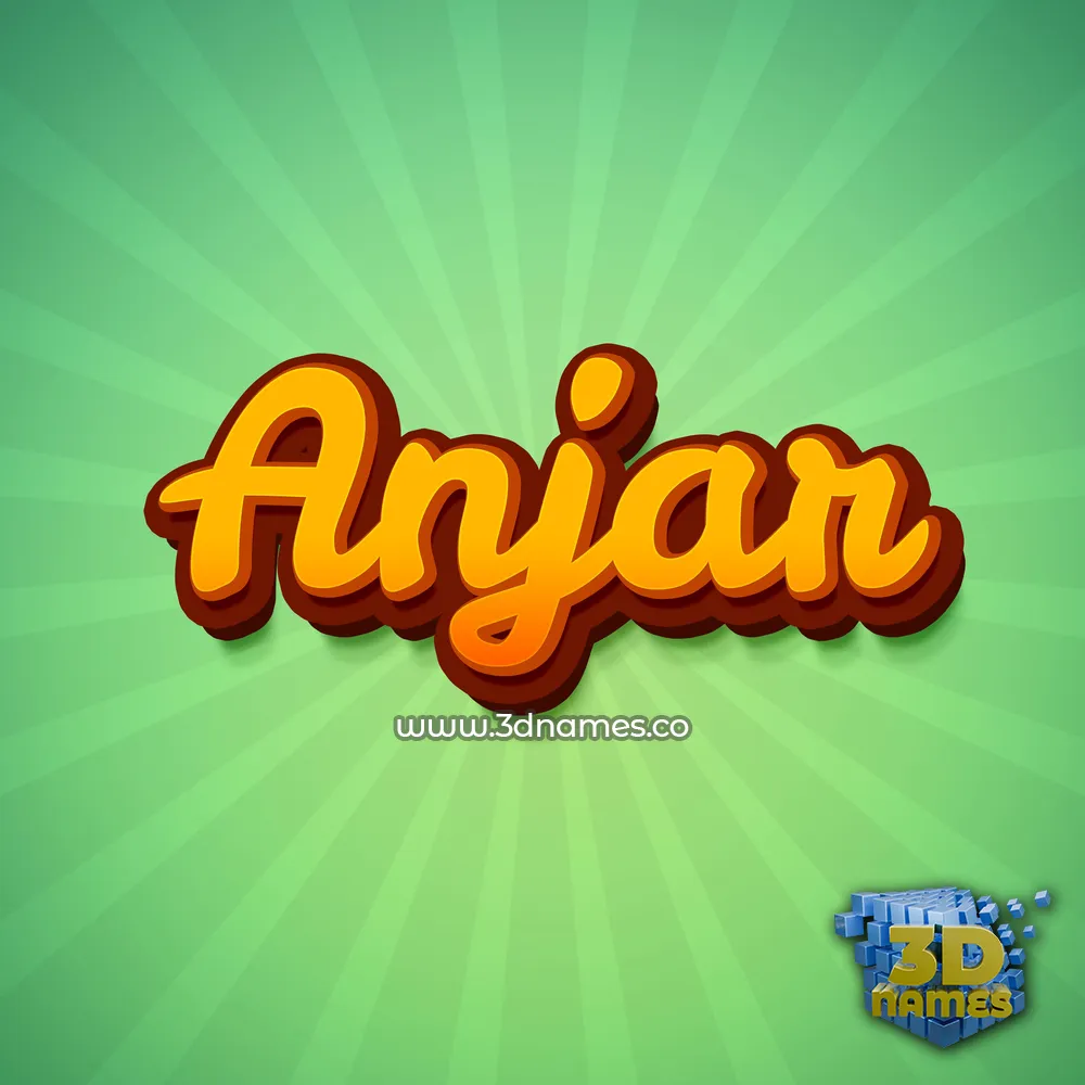anjar in Green Rays style - 3D name wallpaper