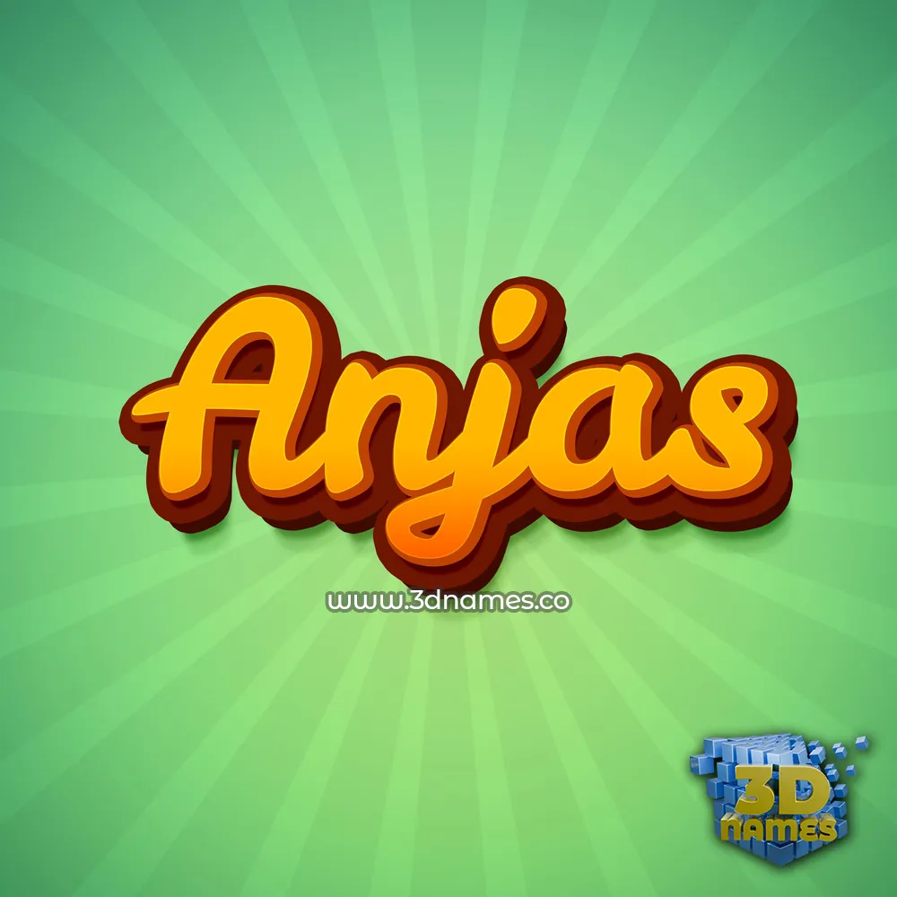 anjas in Green Rays style - 3D name wallpaper