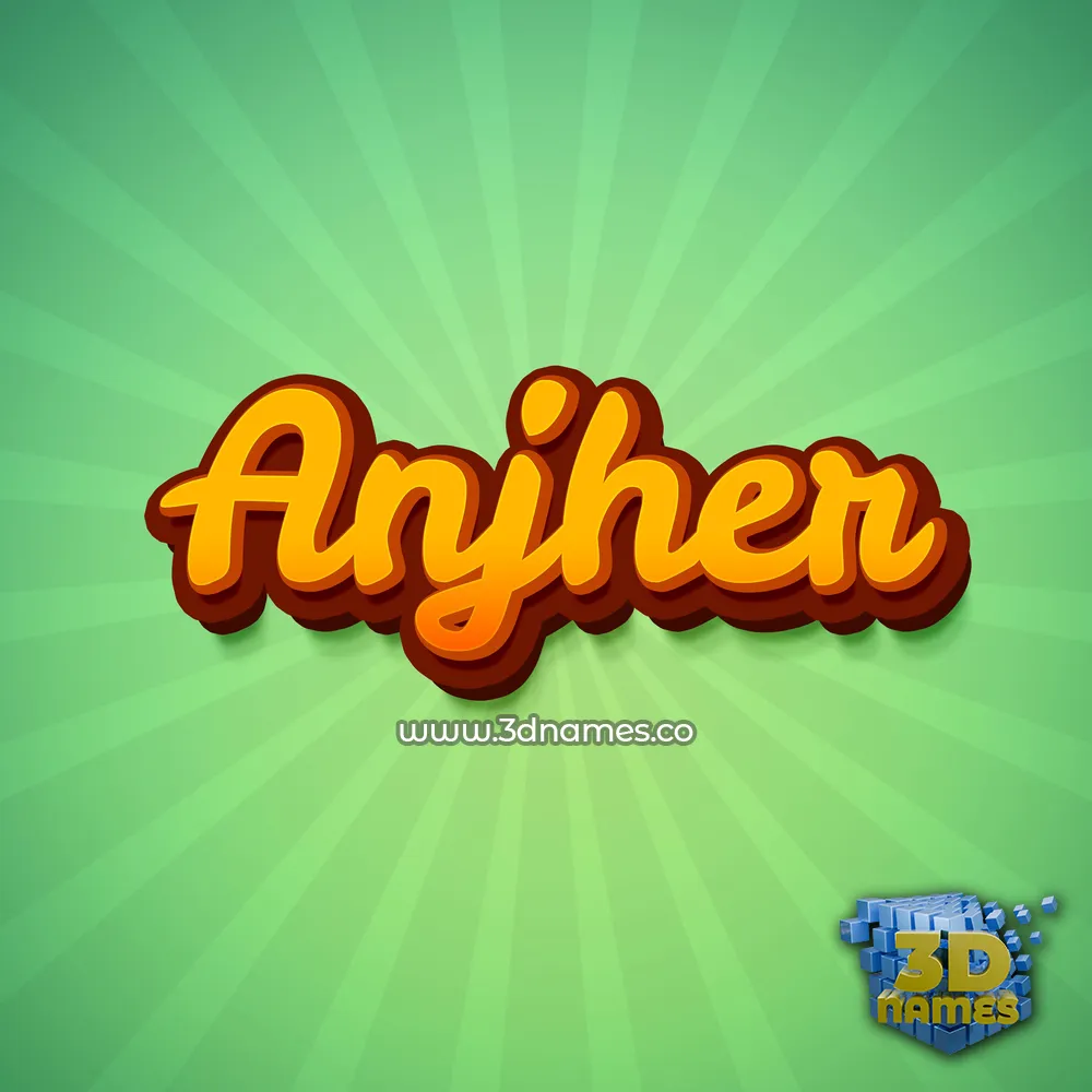 anjher in Green Rays style - 3D name wallpaper