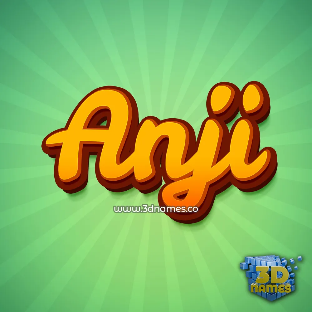 anji in Green Rays style - 3D name wallpaper