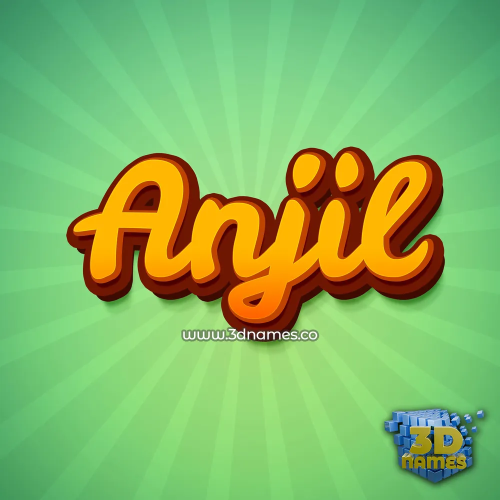 anjil in Green Rays style - 3D name wallpaper