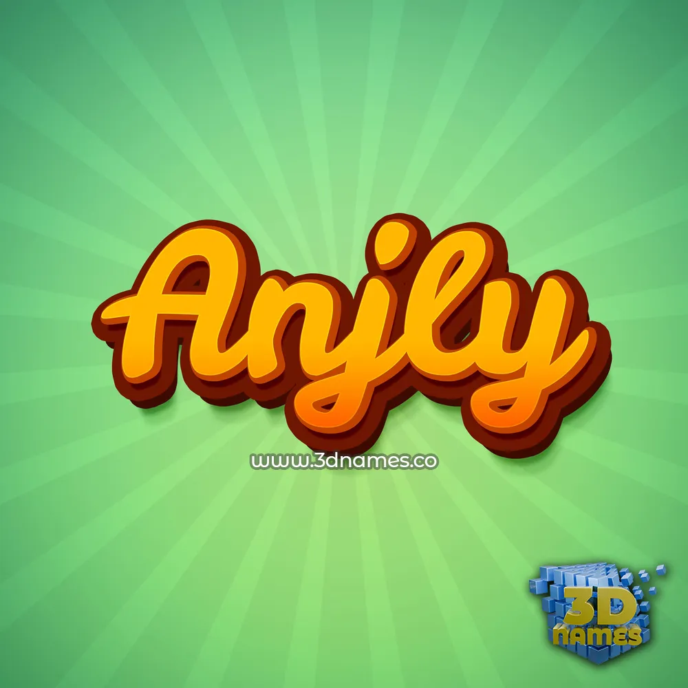 anjly in Green Rays style - 3D name wallpaper