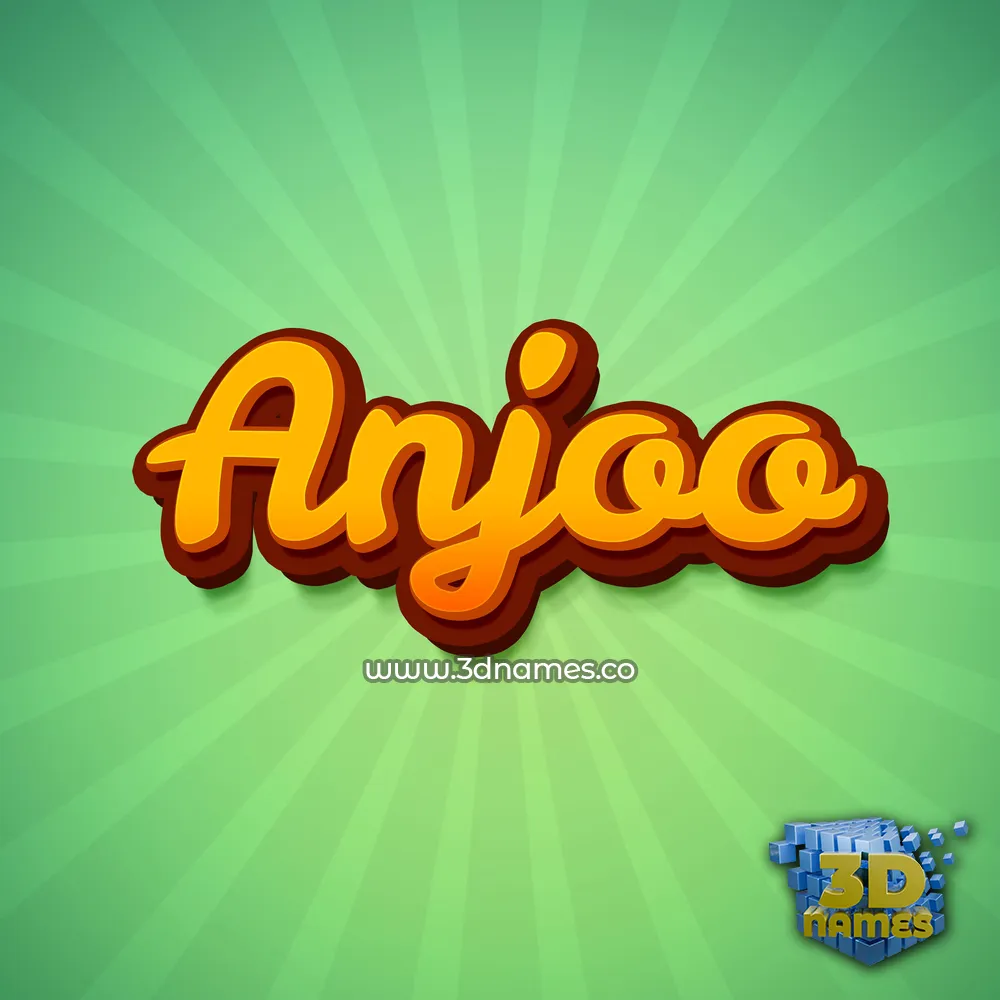 anjoo in Green Rays style - 3D name wallpaper