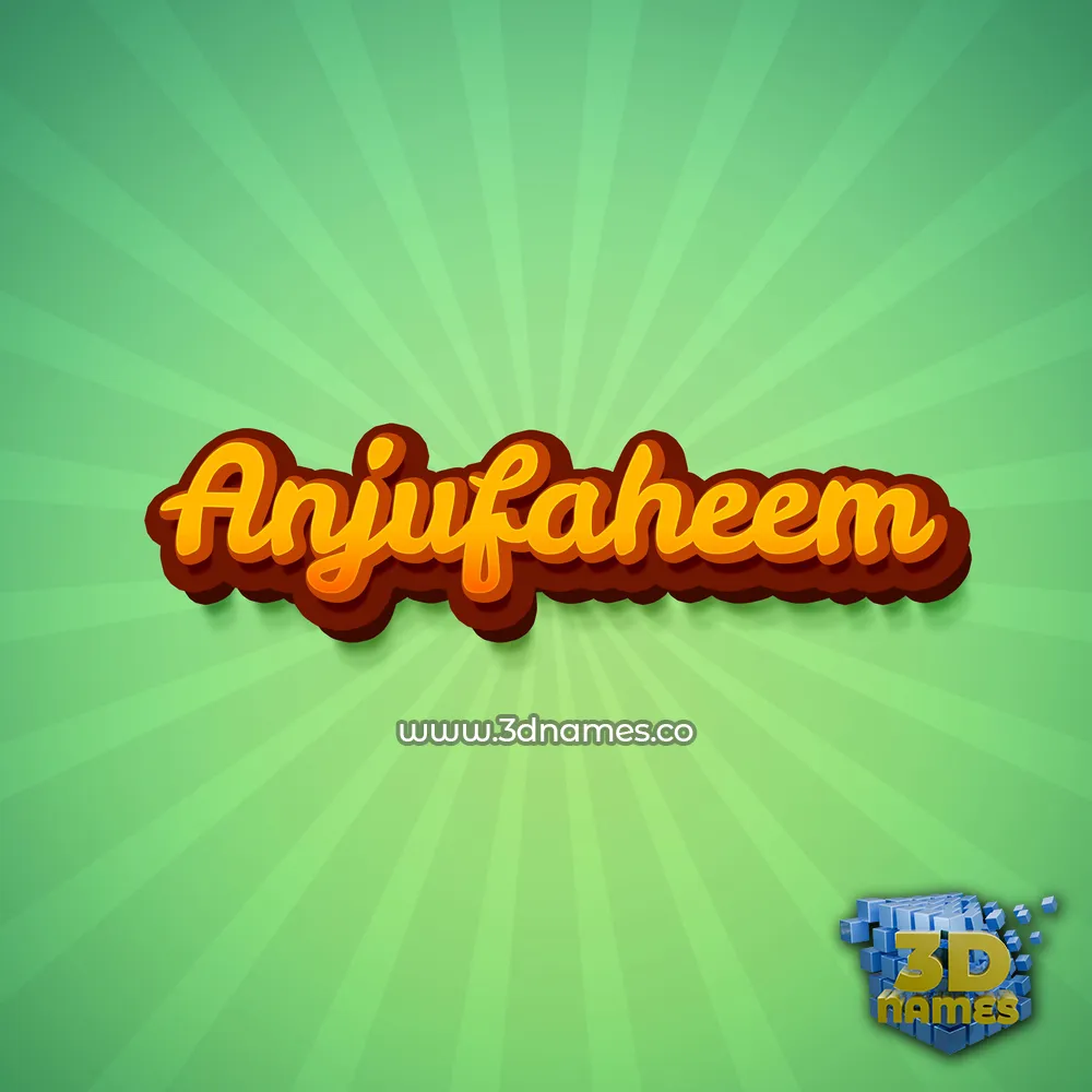 anjufaheem in Green Rays style - 3D name wallpaper