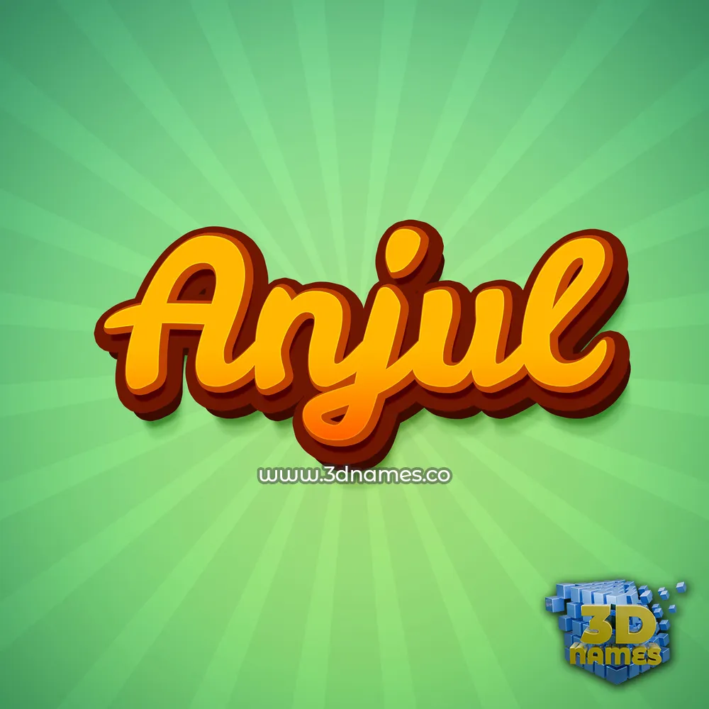 anjul in Green Rays style - 3D name wallpaper