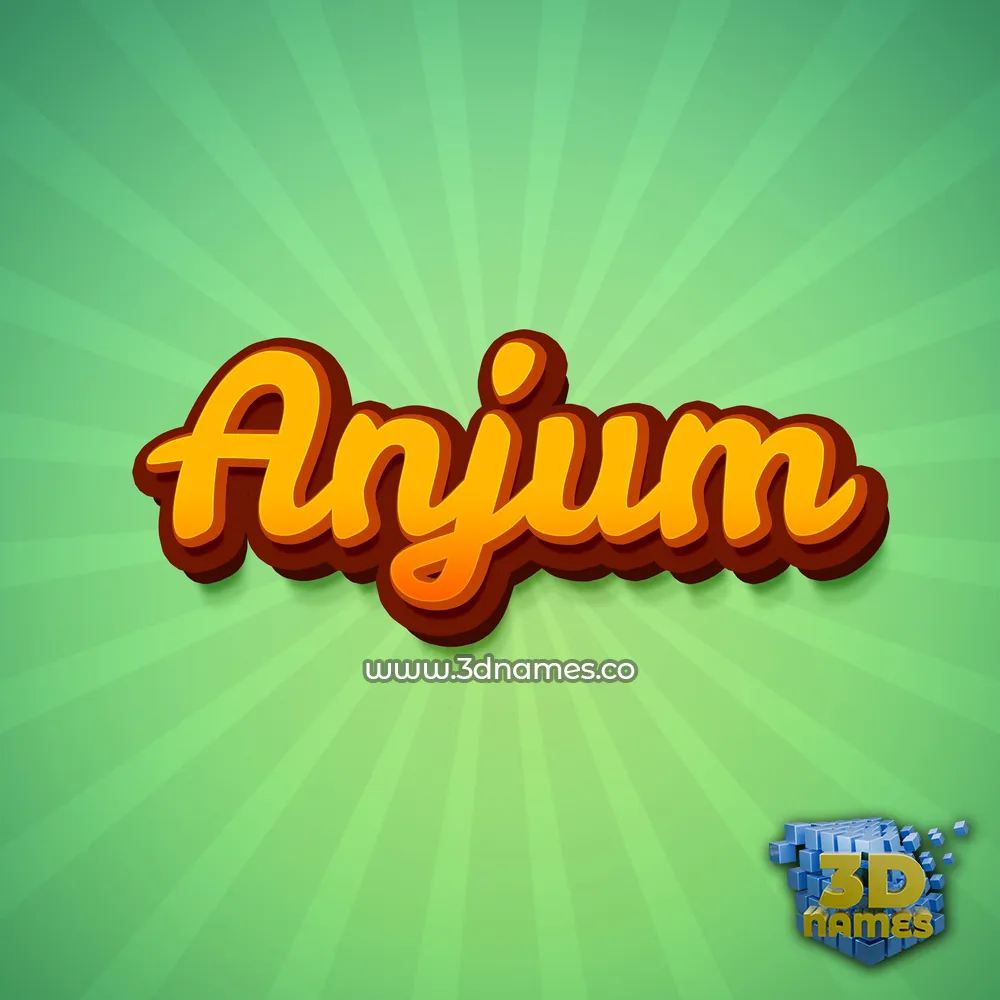 anjum in Green Rays style - 3D name wallpaper