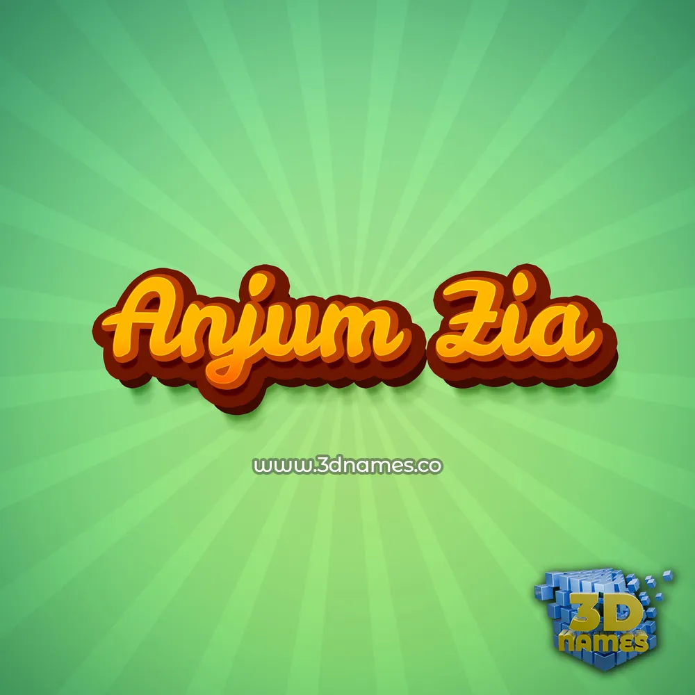 anjum zia in Green Rays style - 3D name wallpaper