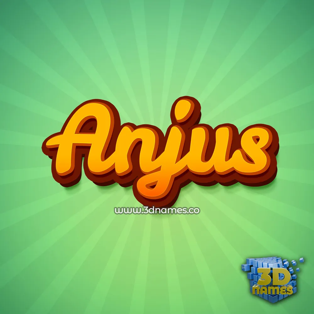 anjus in Green Rays style - 3D name wallpaper