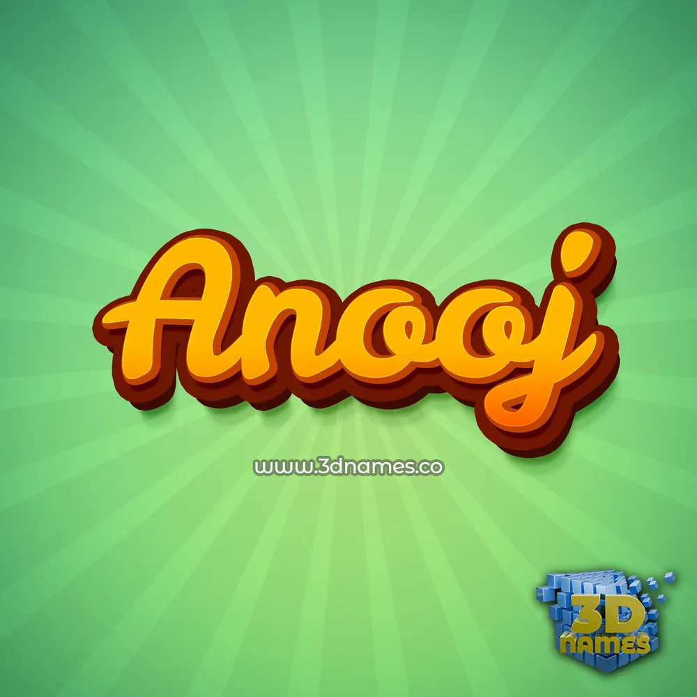 anooj in Green Rays style - 3D name wallpaper