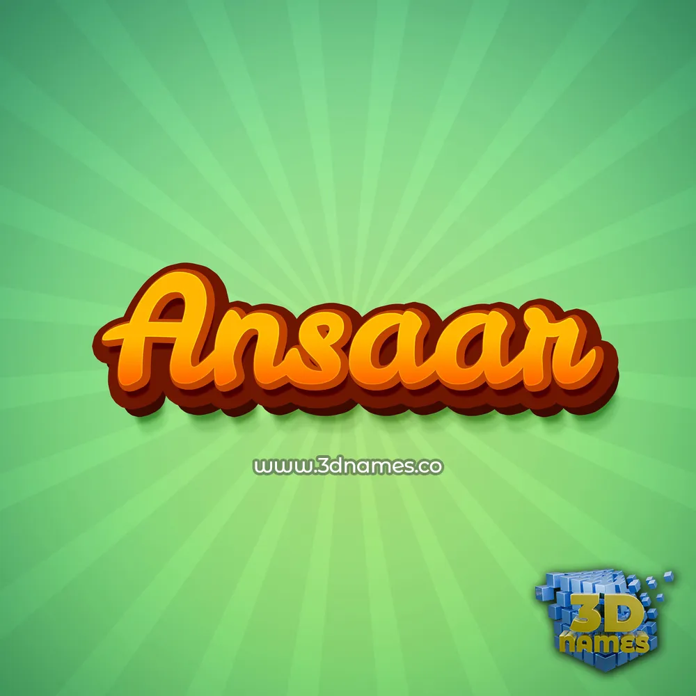 ansaar in Green Rays style - 3D name wallpaper