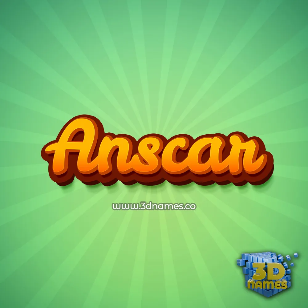 anscar in Green Rays style - 3D name wallpaper