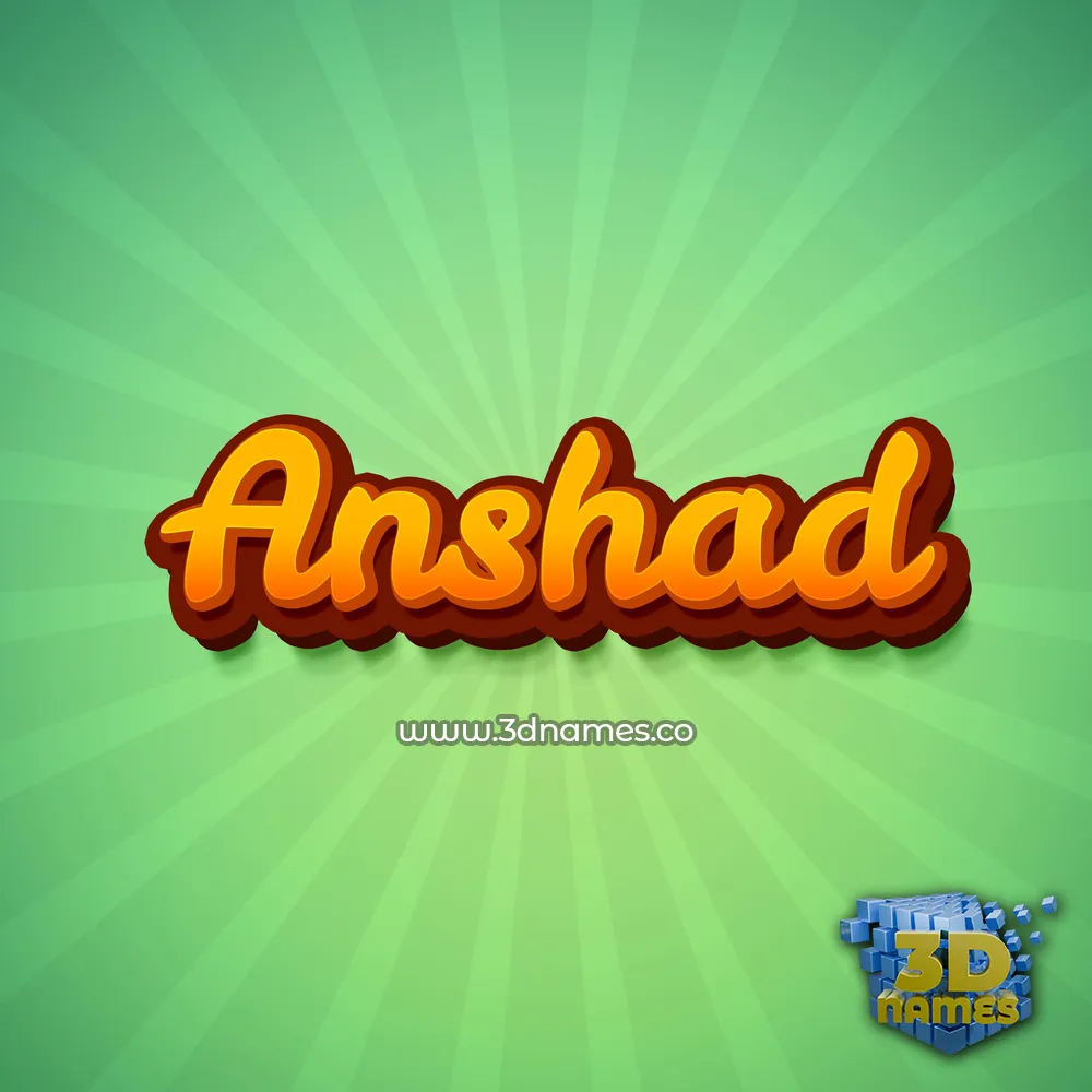 anshad in Green Rays style - 3D name wallpaper