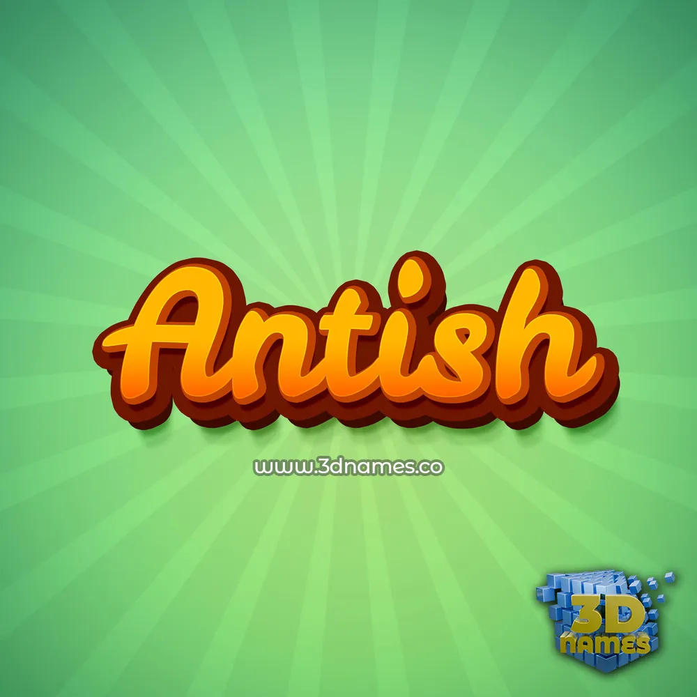 antish in Green Rays style - 3D name wallpaper