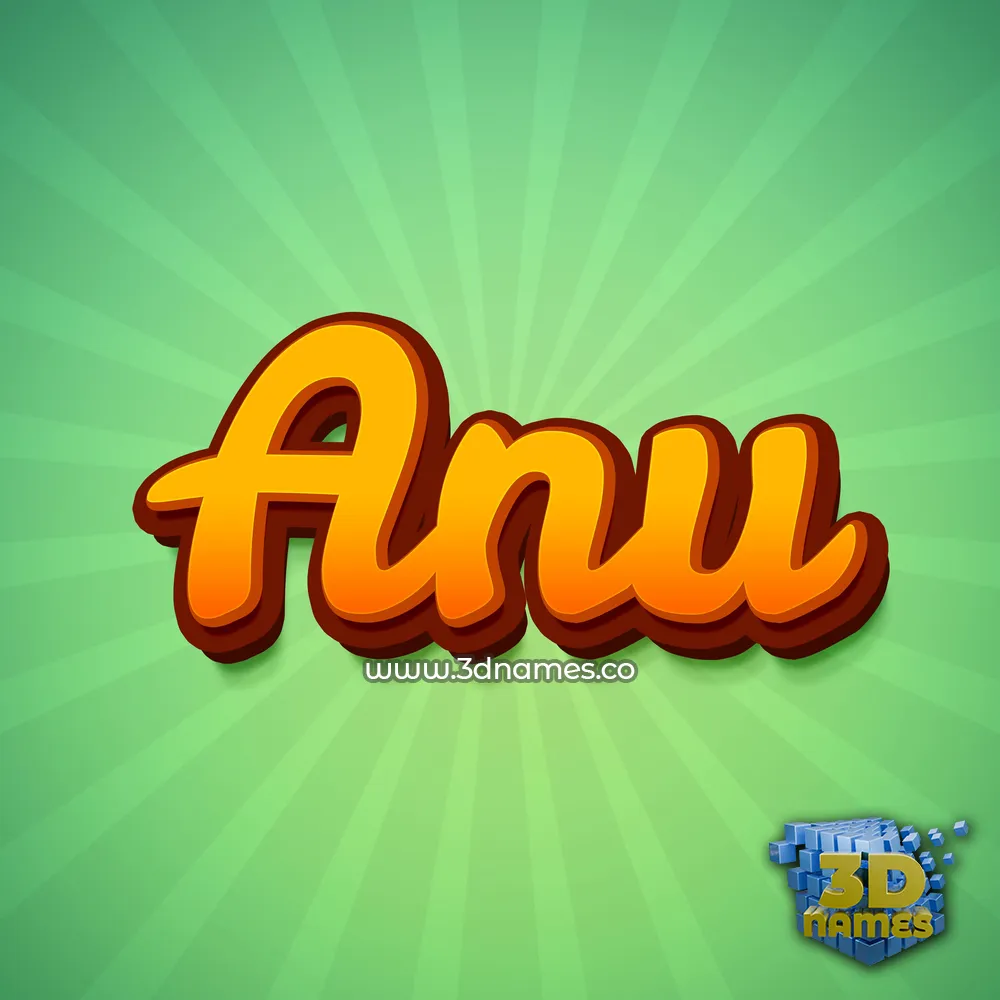 anu in Green Rays style - 3D name wallpaper