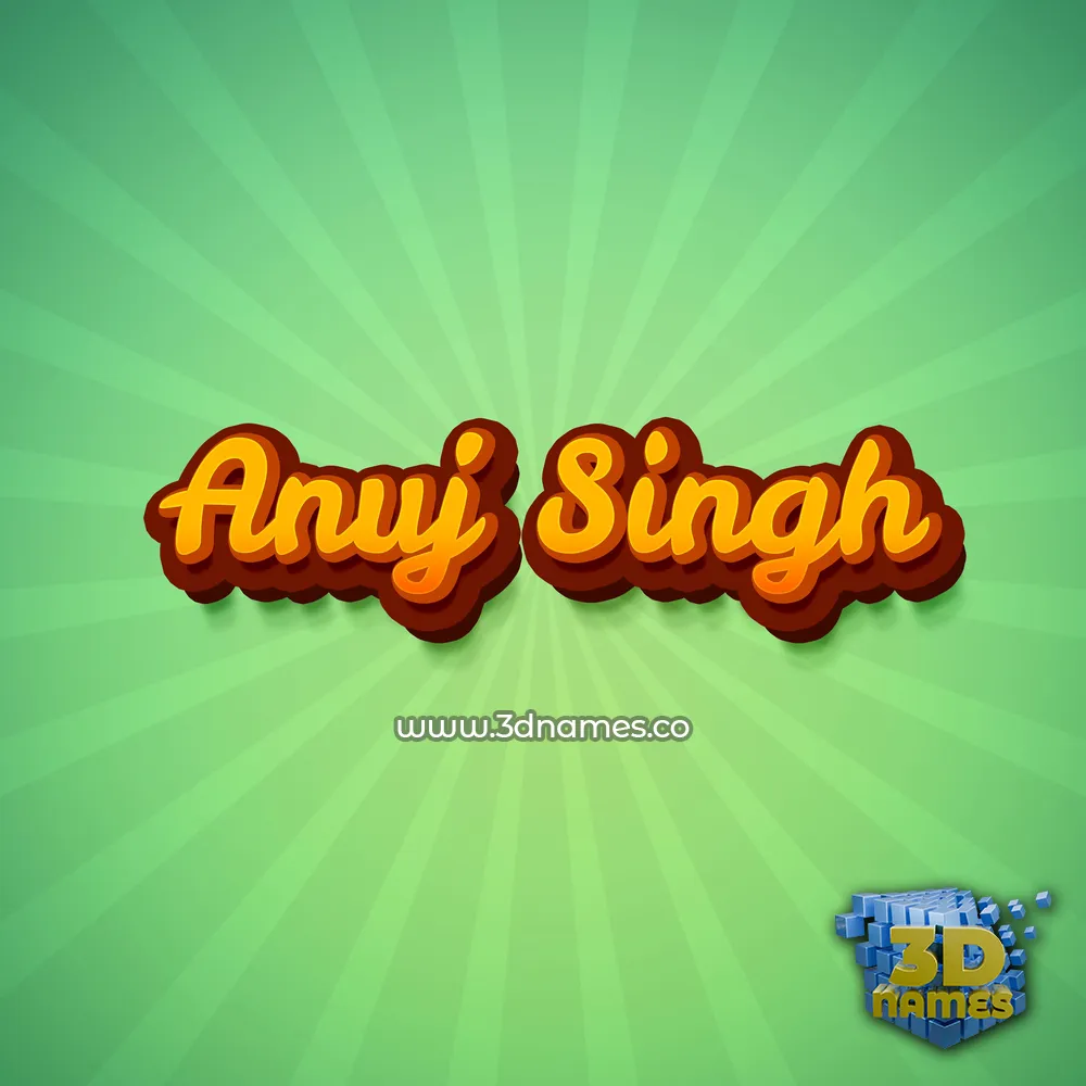 anuj singh in Green Rays style - 3D name wallpaper