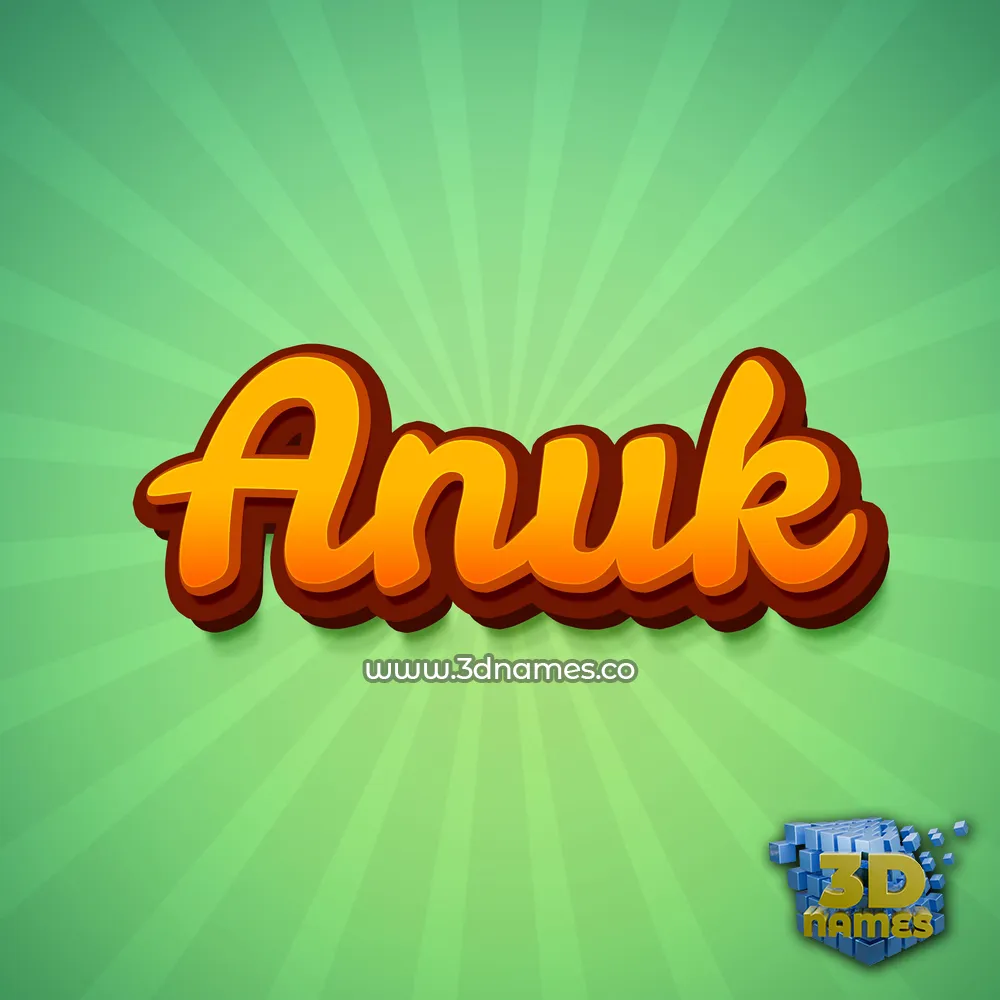anuk in Green Rays style - 3D name wallpaper
