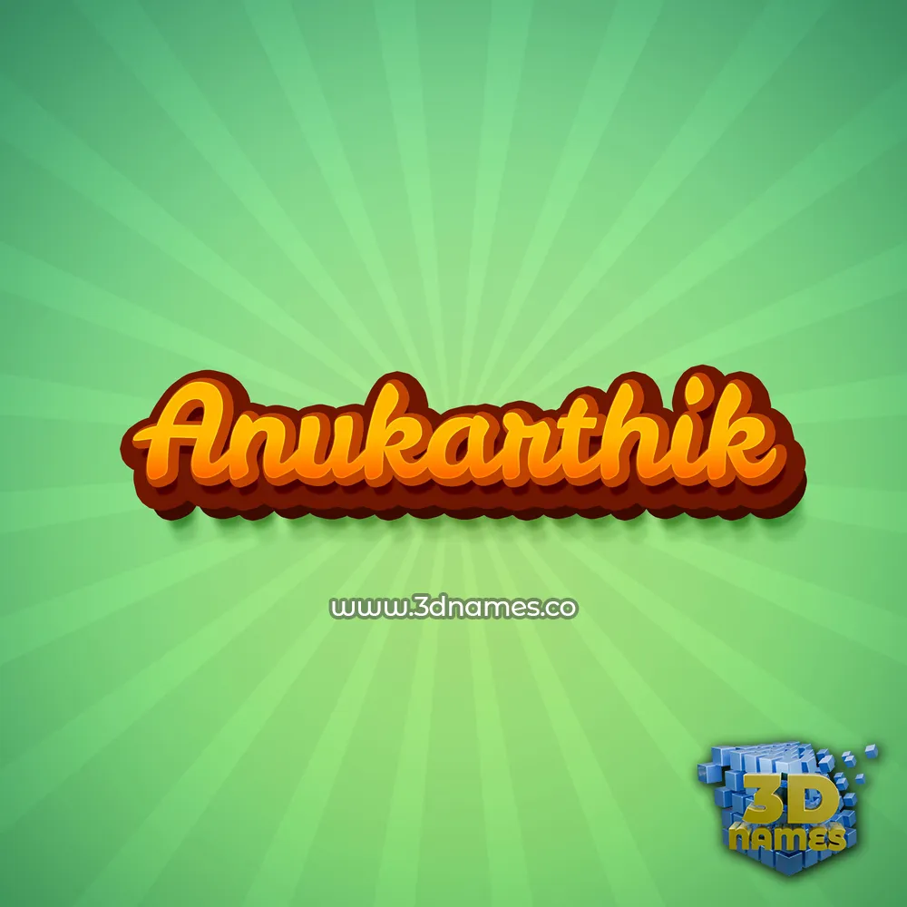 anukarthik in Green Rays style - 3D name wallpaper